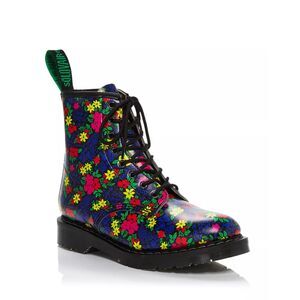 SOLOVAIR Floral Made in England Leather Combat Boots, NWOB! Size UK 9/US 11